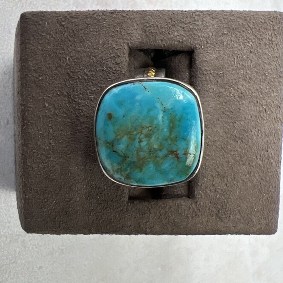 Native American Turquoise Ring Light Blue Vintage‎ Handmade Gold Braided Custom - Picture 1 of 6